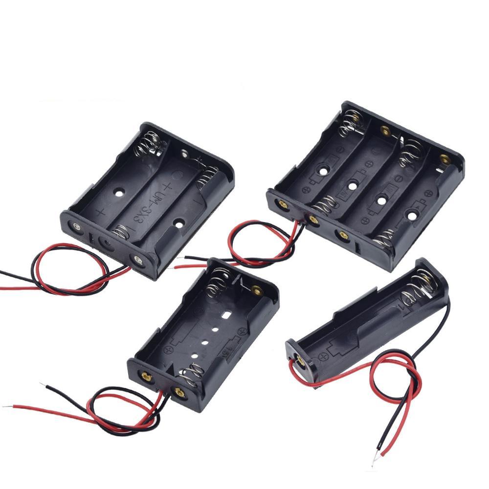 2 Pack 3-Slot AA Battery Holder With Switch - Plastic Case With Leads For Electronics Projects