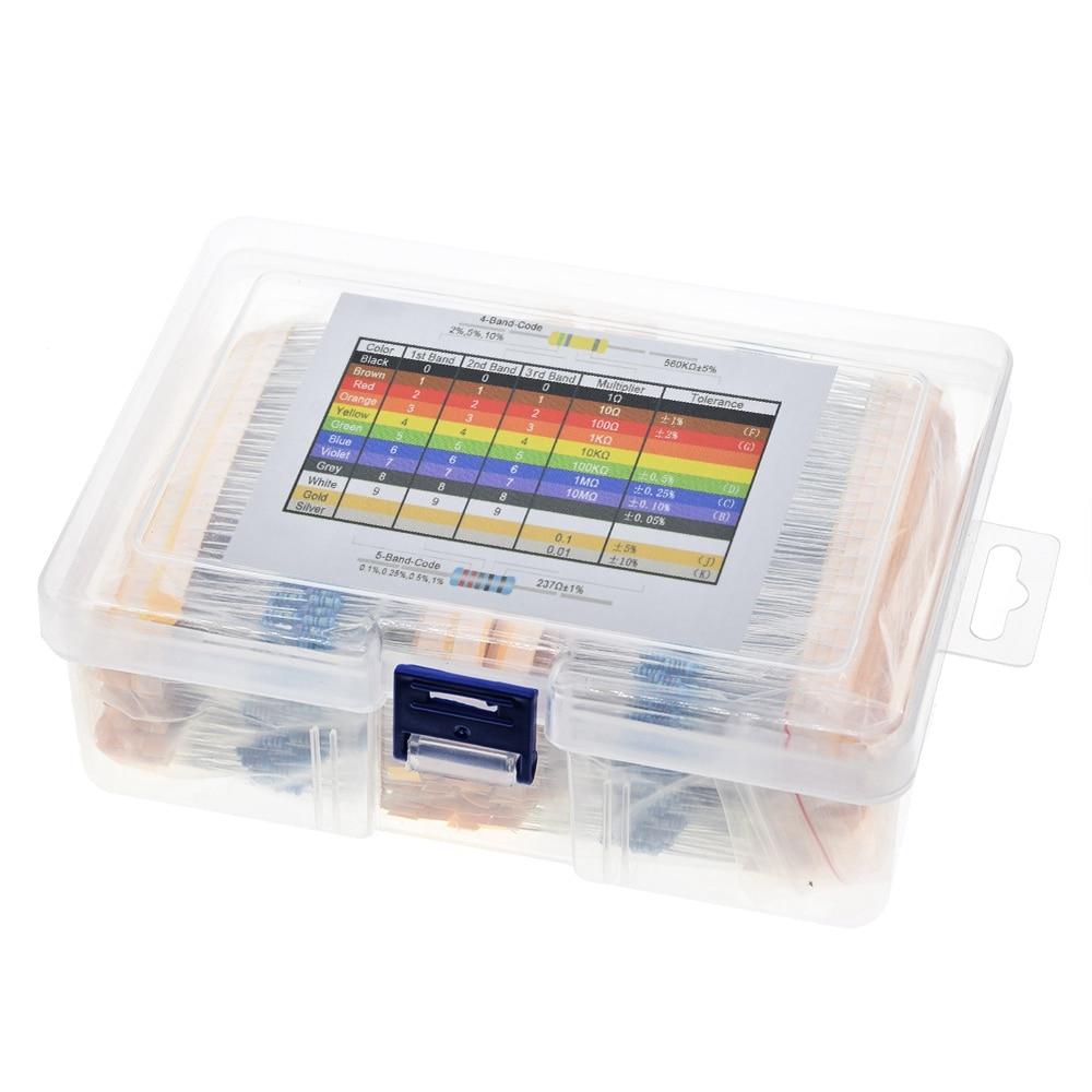 2600pcs/lot 130 Values 1/4W 0.25W 1 Metal Film Resistors Assorted Pack