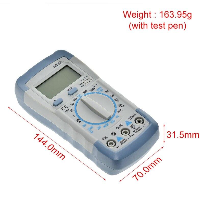 A830L LCD Digital Multimeter DC AC Voltage Diode Freguency Multitester ...