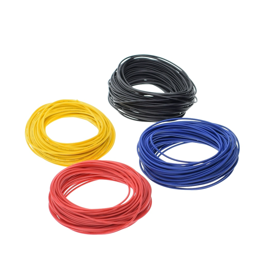 10M UL-1007 24AWG Hook-up Wire 80C / 300V Cord DIY Electrical Wire cable Red/Black/Blue/Yellow