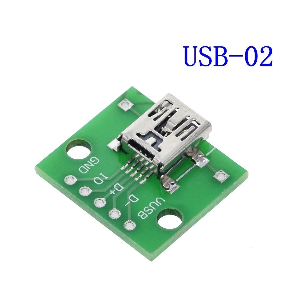 USB Male Connector / MINI MICRO USB to DIP Adapter 2.54mm 5pin Female Connector B Type USB2.0 Female PCB Converter USB-01