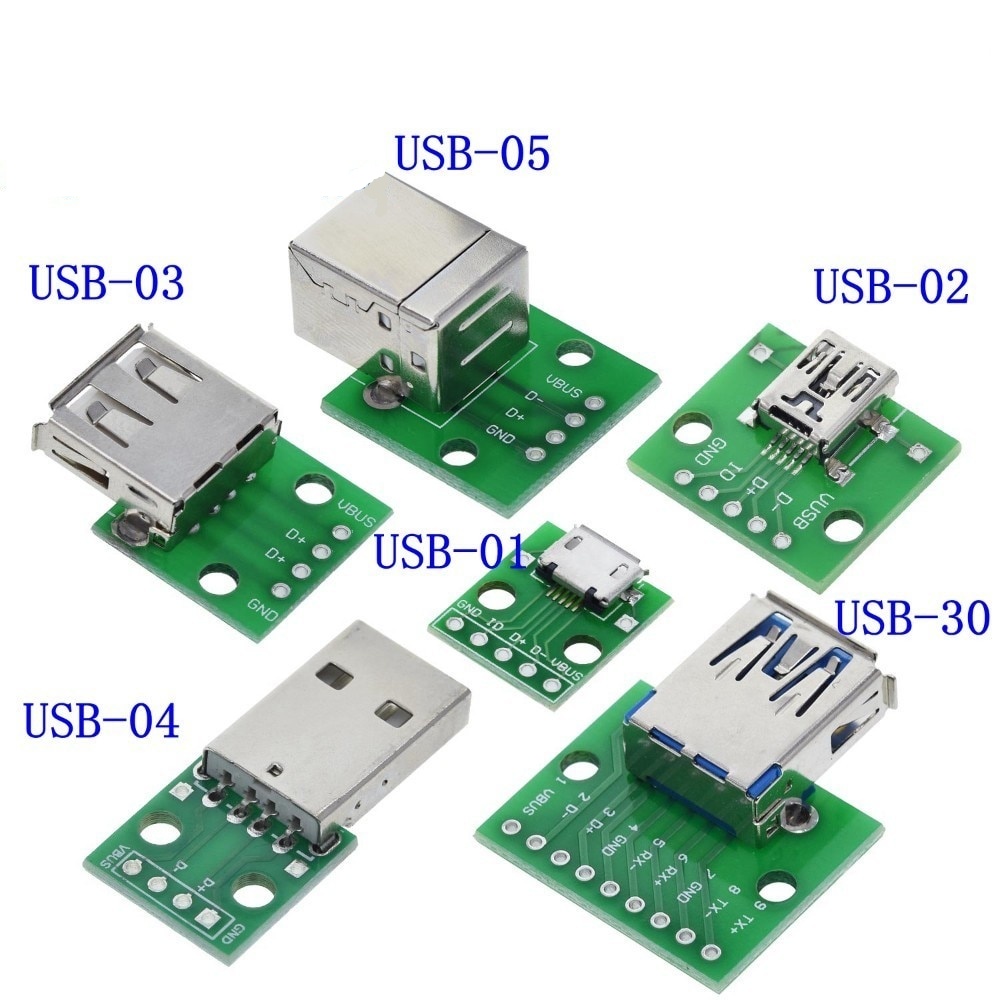 Stolpe For tidlig Tidlig USB Male Connector / MINI MICRO USB to DIP Adapter 2.54mm 5pin Female  Connector B Type USB2.0 Female PCB Converter USB-01 - ASK Electronics