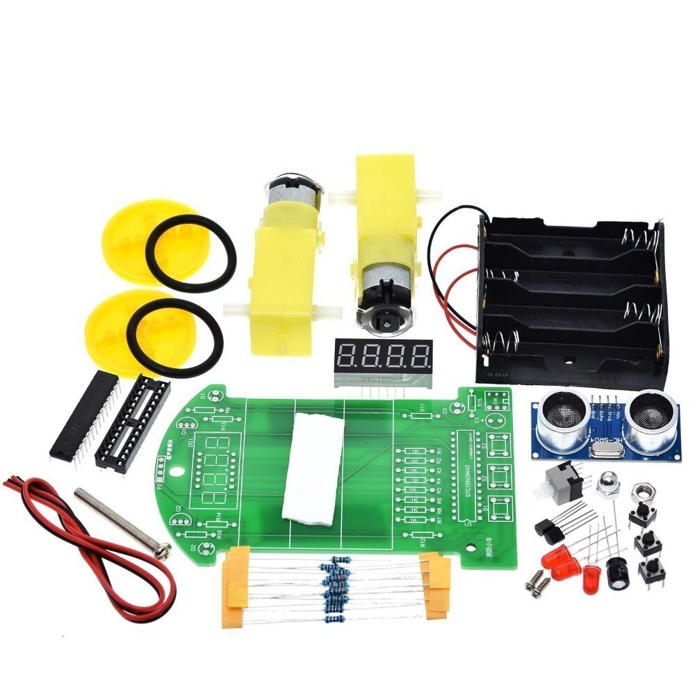 D2-4 Ranging Car Carts DIY Kit Ultrasonic Module Intelligent Ranging Car Kit for Arduino