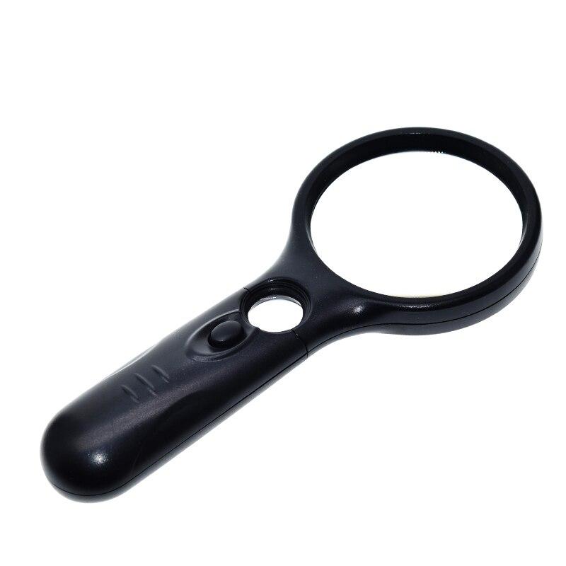 Handheld 3X 45X Illuminated Magnifier Microscope Magnifying Glass Aid Reading for Seniors loupe Jewelry Repair Tool With 3 LED