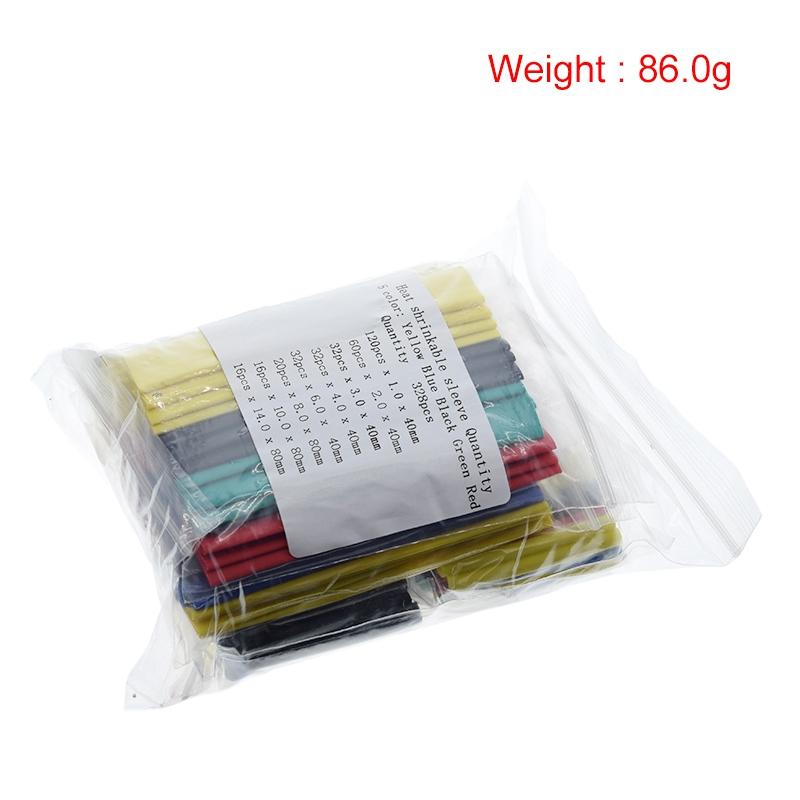 328Pcs/set Sleeving Wrap Wire Car Electrical Cable Tube kits Heat Shrink Tube Tubing Polyolefin 8 Sizes Mixed Color DIY KIT
