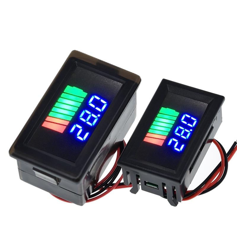 Battery Charge Level Indicator Universal Car Battery Capacity Meter Tester Checker 12V-60V Red 