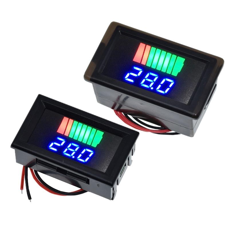 Car Battery Charge Level Indicator 12V-60V Lithium Battery Capacity Meter Tester Blue Display LED Tester Voltmeter Waterproof