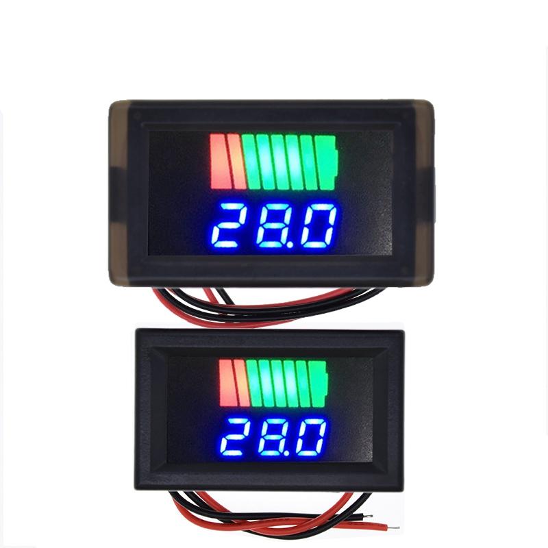 Car Battery Charge Level Indicator 12V-60V Lithium Battery Capacity Meter Tester Blue Display LED Tester Voltmeter Waterproof