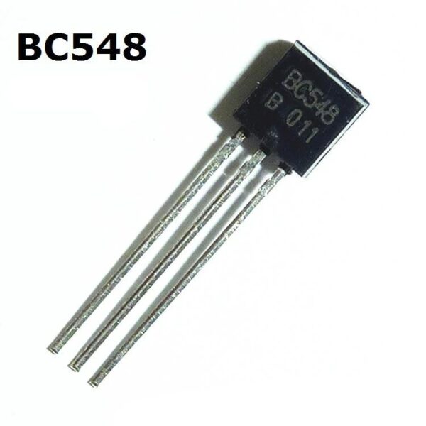 BC548 TO-92 NPN Transistor (30V, 0.1A) – ideal for low-power amplification & switching. Compact DIP triode package.