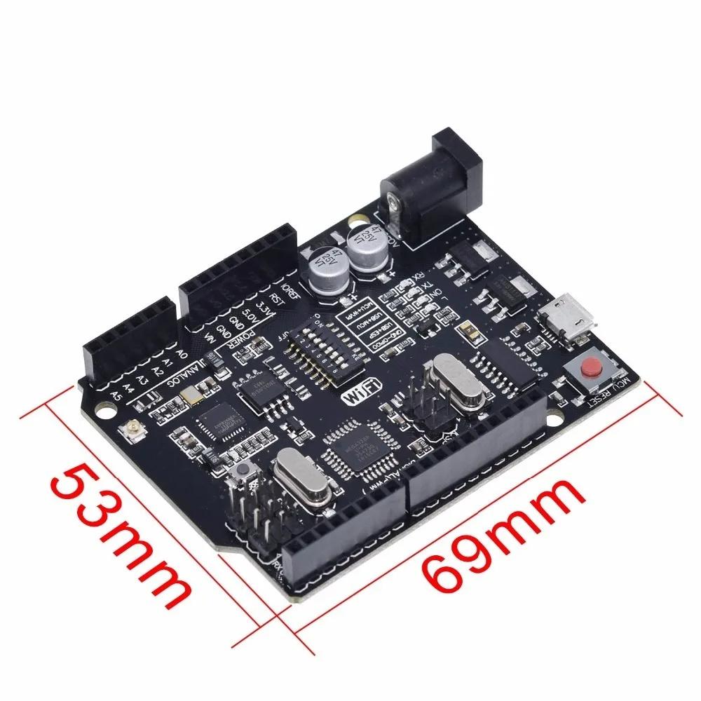 UNO+WiFi R3 ATmega328P+ESP8266 (32Mb memory) USB-TTL CH340G For Arduino Uno, NodeMCU, WeMos ESP8266 One New Arrival