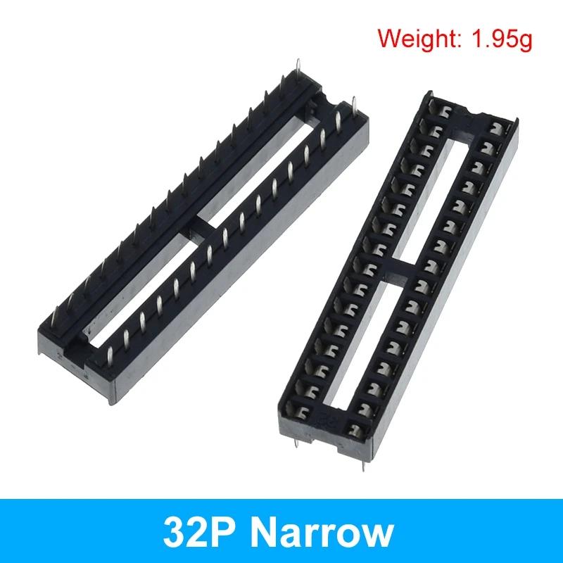 1pc IC seat 6P/8P/14P/16P/18P/20P/24P/28P DIP IC sockets Adaptor Solder Type 28 pin Narrow body DIP Sockets MCU seat 24PIN