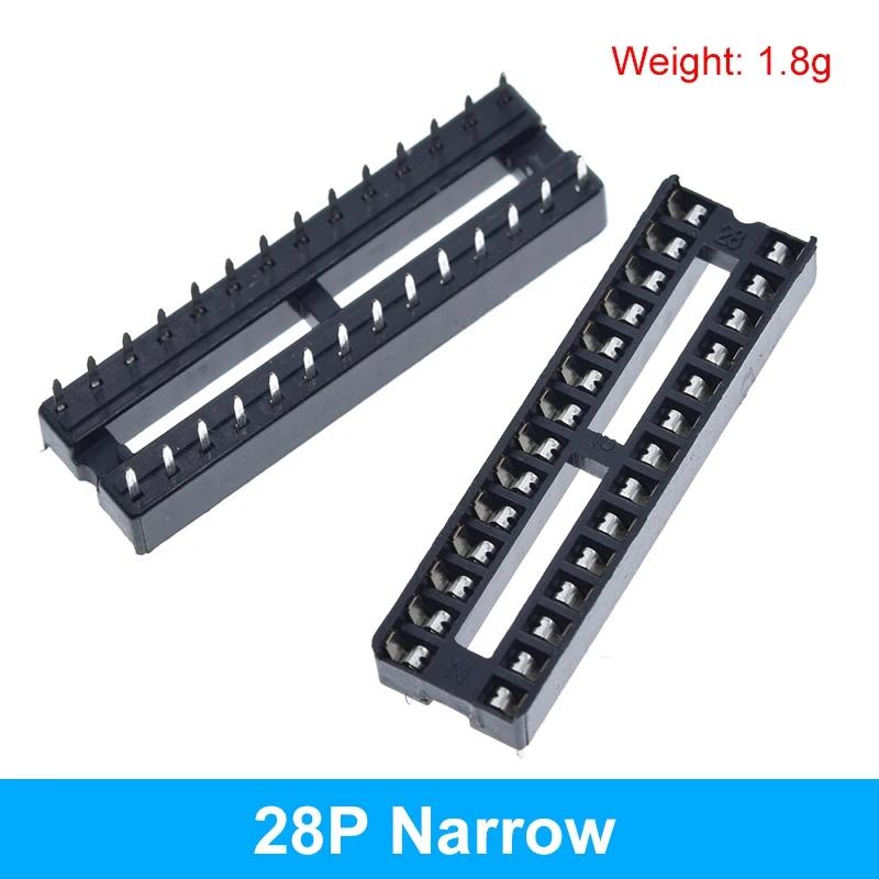 1pc IC seat 6P/8P/14P/16P/18P/20P/24P/28P DIP IC sockets Adaptor Solder Type 28 pin Narrow body DIP Sockets MCU seat 24PIN
