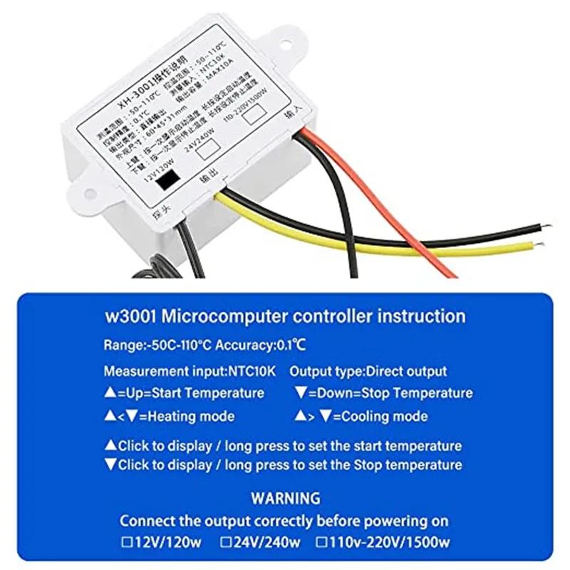 HX-W3001 Digital Incubator Thermostats Digital LED Temperature Controller Thermostat Switch 10A Thermometer Sensor Multifunctional Thermoregulator 110-220V.
