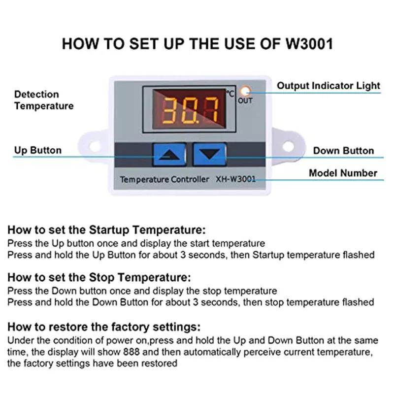 HX-W3001 Digital Incubator Thermostats Digital LED Temperature Controller Thermostat Switch 10A Thermometer Sensor Multifunctional Thermoregulator 110-220V.
