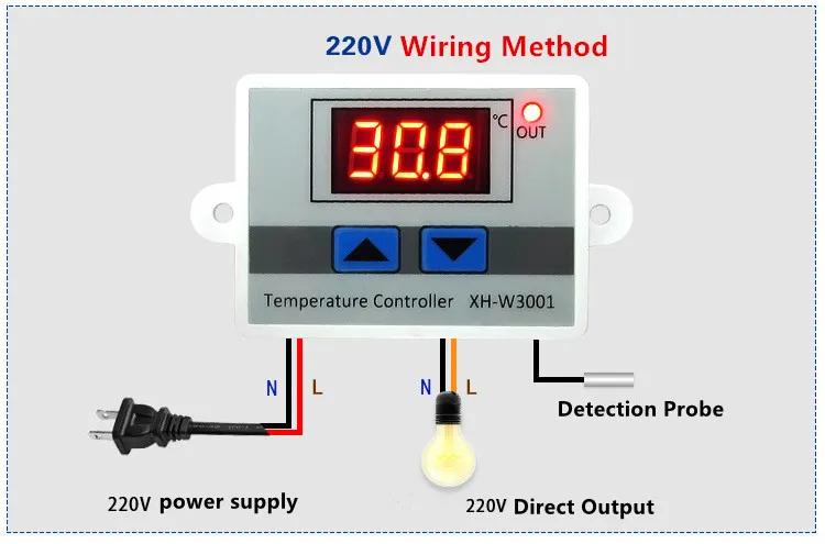 HX-W3001 Digital Incubator Thermostats Digital LED Temperature Controller Thermostat Switch 10A Thermometer Sensor Multifunctional Thermoregulator 110-220V.